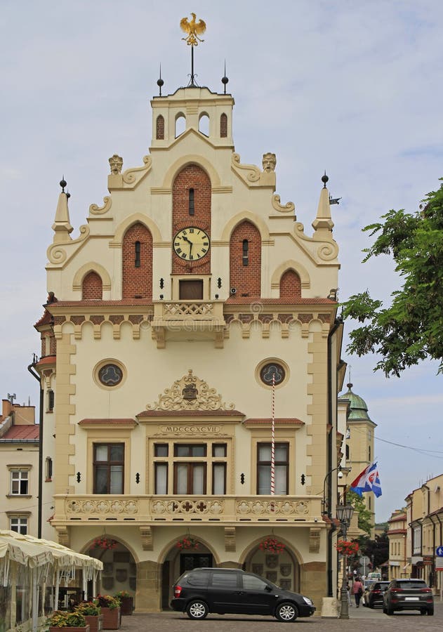 City hall on market square in Rzeszow, Poland stock photos City hall on market square in Rzeszow, Poland stock photos