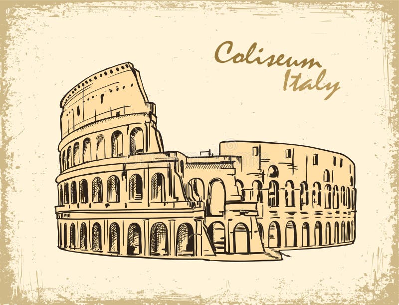 Rzym koloseum Włochy Colosseum ręka rysująca wektorowa ilustracja ilustracji Rzym koloseum Włochy Colosseum ręka rysująca wektorowa ilustracja ilustracji