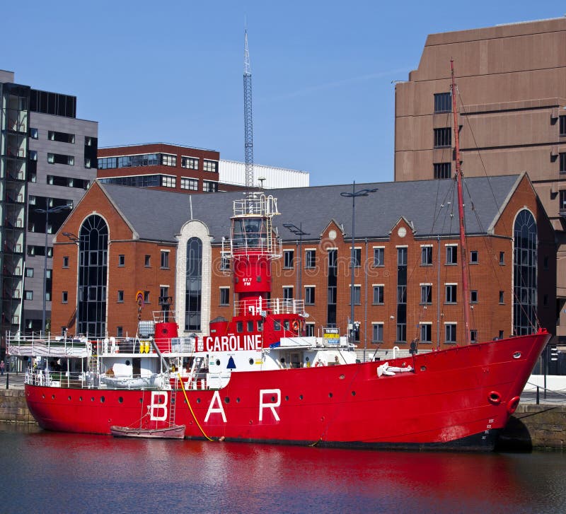 Rádio Caroline em Liverpool imagem de stock Rádio Caroline em Liverpool imagem de stock