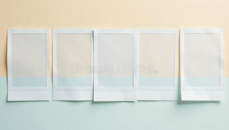 Rând de cadre polaroide albe necompletate pe o linie simplă imagine de fundal curată vector illustration