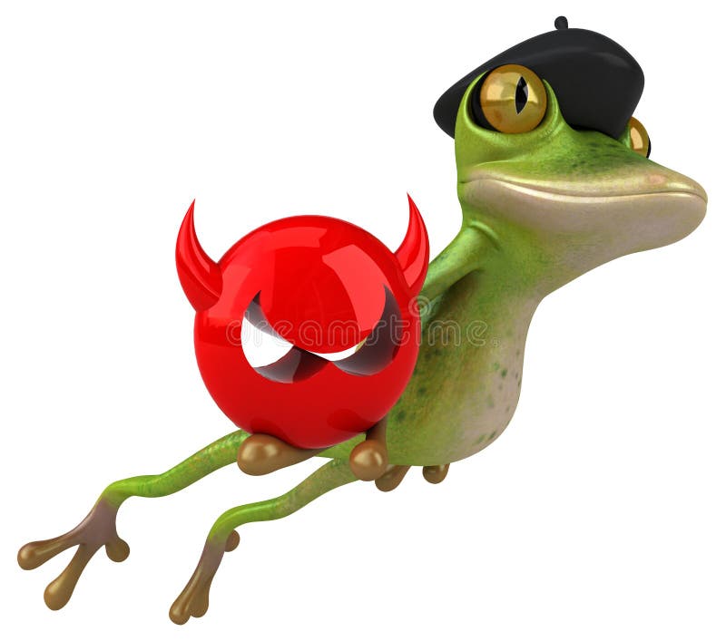 Rã francesa divertida - Ilustração 3D ilustração royalty free Rã francesa divertida - Ilustração 3D ilustração royalty free