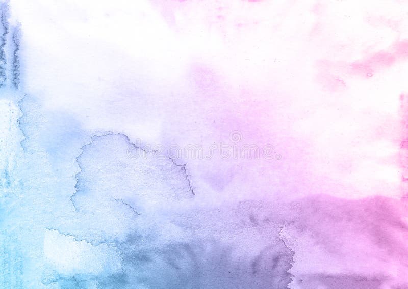Różowa i błękitna ręka rysujący natury akwareli tło, raster ilustracja
