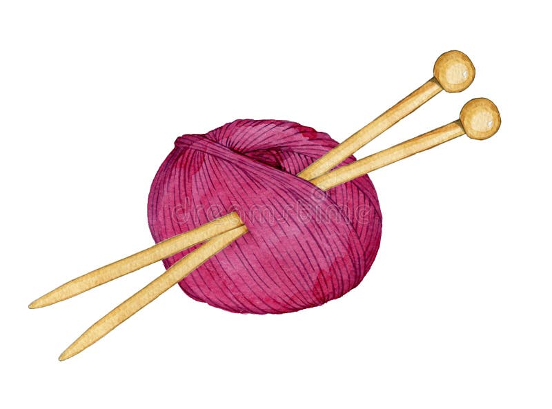 Räcka utdraget vattenfärggarnnystan för att sticka med eker för att sticka stock illustrationer Räcka utdraget vattenfärggarnnystan för att sticka med eker för att sticka stock illustrationer