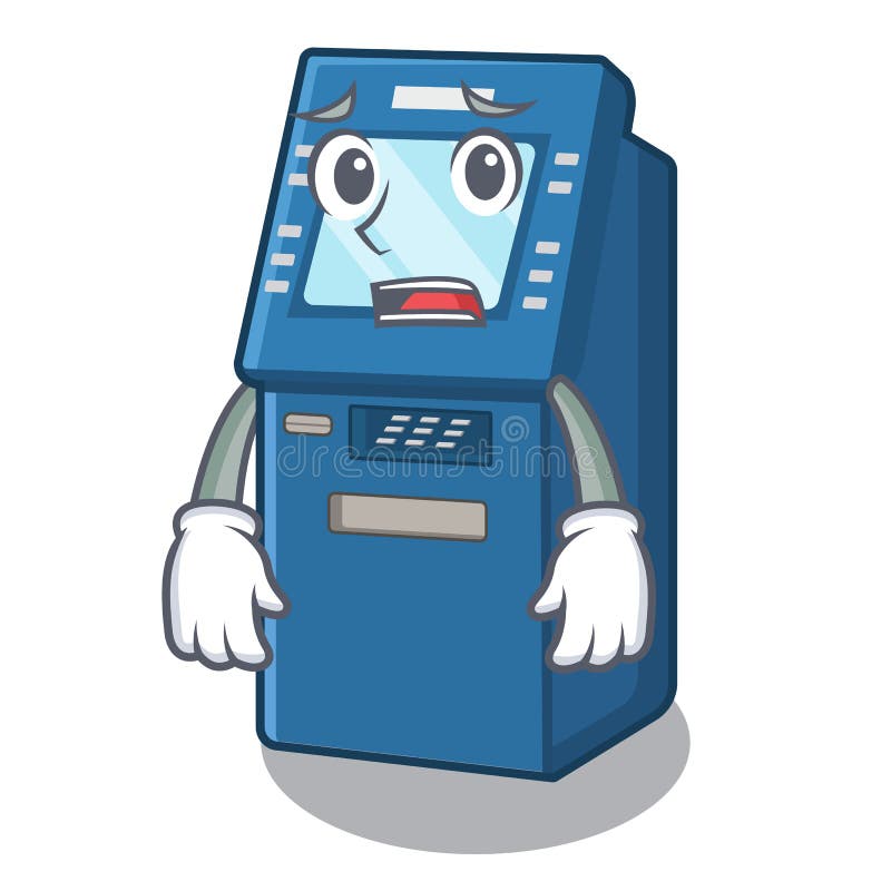 R?dd atm-maskin bredvid teckentabellen stock illustrationer R?dd atm-maskin bredvid teckentabellen stock illustrationer