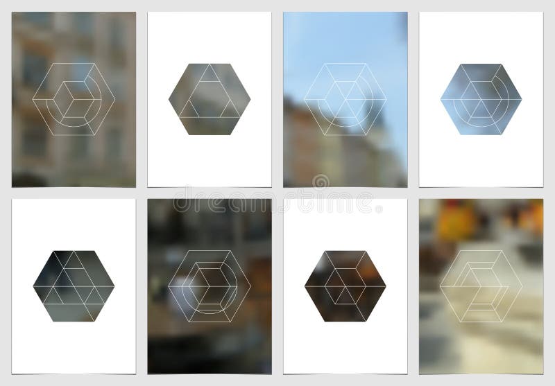 Räkningsdesign för broschyr A4 med geometriska former och maskeringar i modern minimalistic stil Idérik reklambladmall, ettårig v stock illustrationer Räkningsdesign för broschyr A4 med geometriska former och maskeringar i modern minimalistic stil Idérik reklambladmall, ettårig v stock illustrationer