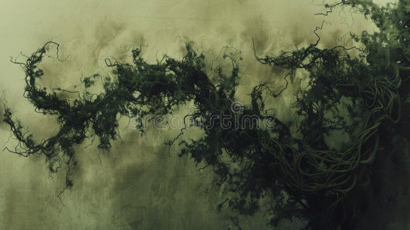 Enigmatic Twisted Vines on Textured Green Background. AI generated. Enigmatic Twisted Vines on Textured Green Background. AI generated