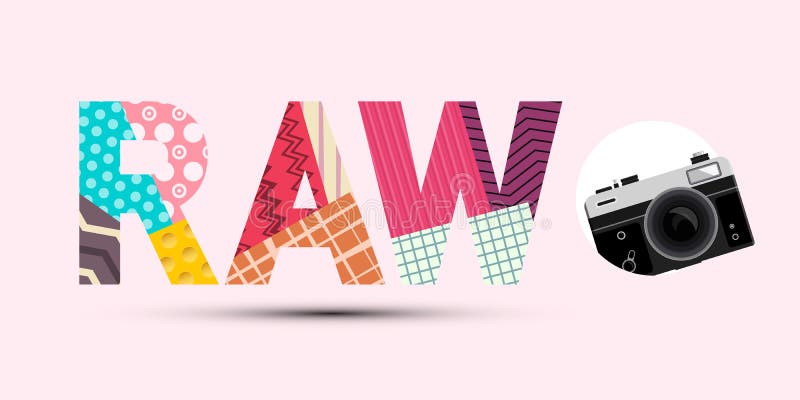 RÅ titel som göras från pappers- klippt legitimationshandlingar med Retro modern design för Digital kamera på rosa bakgrund stock illustrationer RÅ titel som göras från pappers- klippt legitimationshandlingar med Retro modern design för Digital kamera på rosa bakgrund stock illustrationer