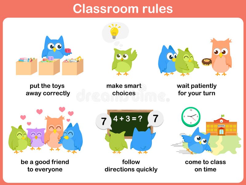 Règles de salle de classe pour des enfants illustration de vecteur Règles de salle de classe pour des enfants illustration de vecteur