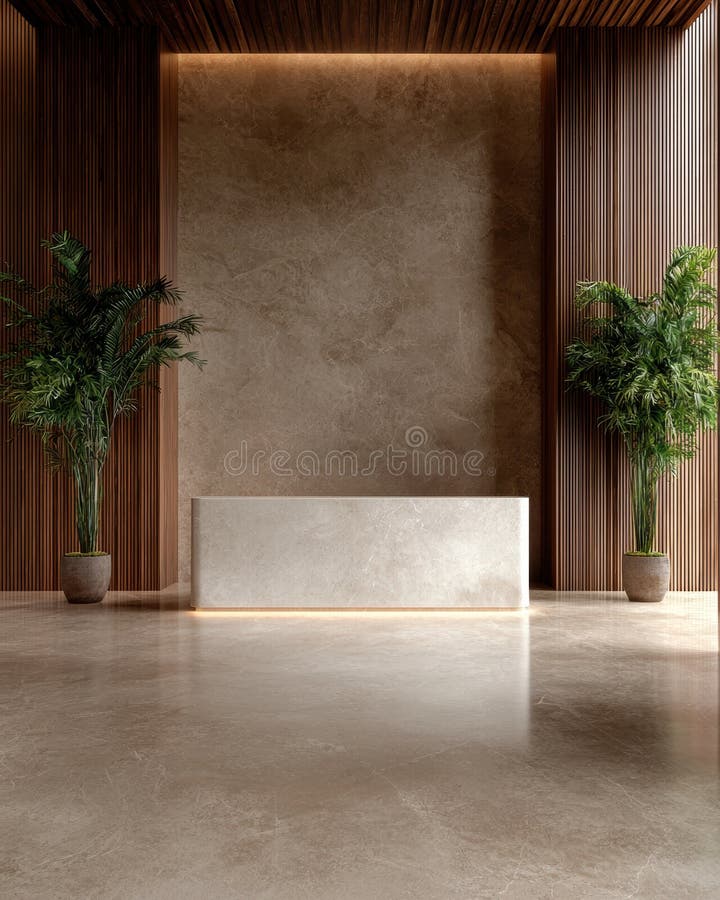 Réception minimaliste moderne dans un lobby de luxe illustration stock