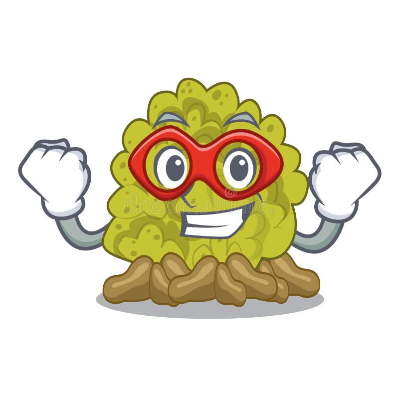 Récif coralien vert miniature de superhéros avec la mascotte illustration de vecteur Récif coralien vert miniature de superhéros avec la mascotte illustration de vecteur
