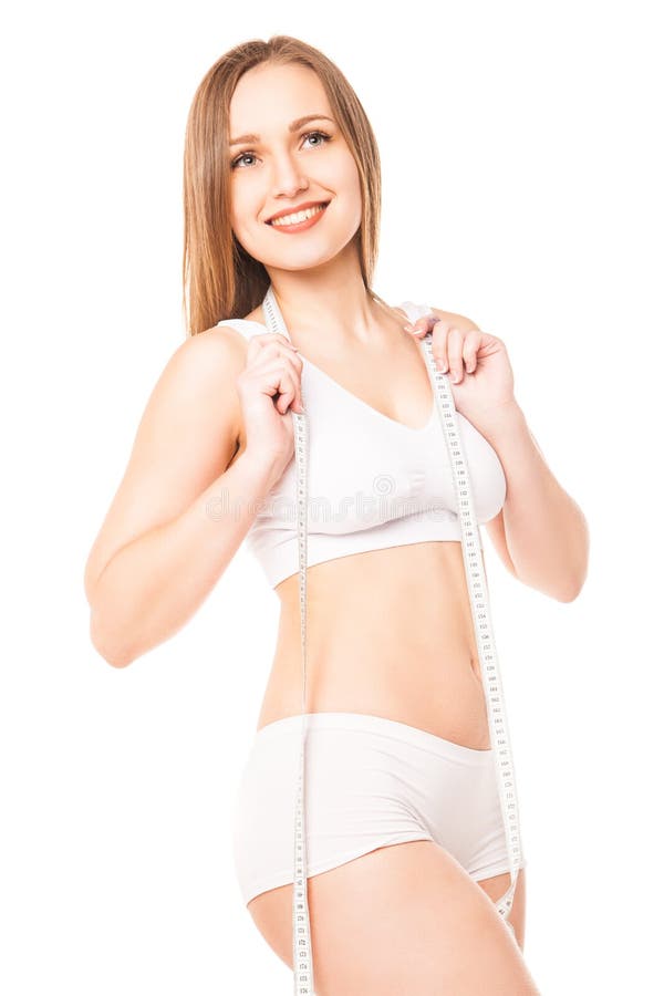 Régime de la cuisse de mesure de femme avec la bande photo libre de droits Régime de la cuisse de mesure de femme avec la bande photo libre de droits