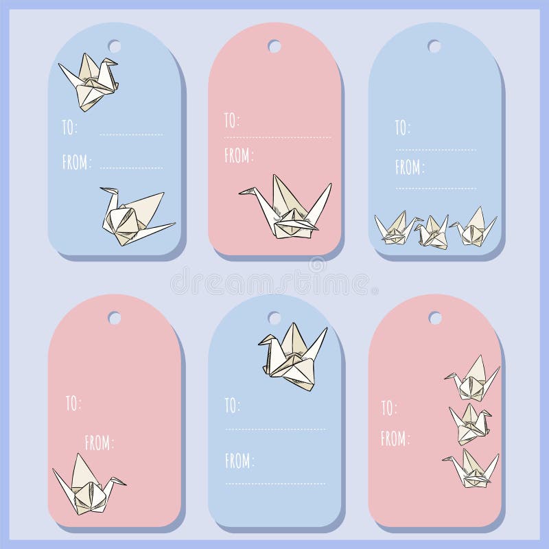 Réglé avec les étiquettes de papier de cadeau de cygne d'origami Le vecteur ?tiquette le ramassage illustration de vecteur Réglé avec les étiquettes de papier de cadeau de cygne d'origami Le vecteur ?tiquette le ramassage illustration de vecteur