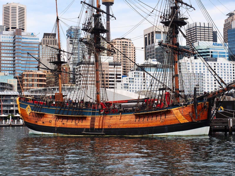 Réplica Do Esforço De Hmb Museu Marítimo Sydney Austrália Imagem De