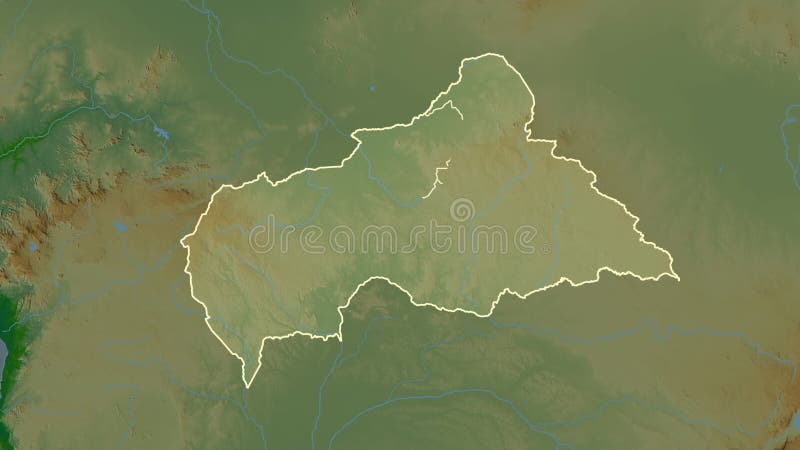 République centrafricaine carte solide. Régions. physique. Étiquettes illustration libre de droits