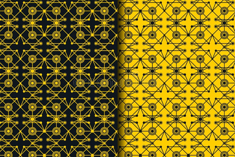 Vector of abstract  seamless pattern template design. Network of bright connected dots and lines. Abstract dynamic wave of many points. Detailed lines forming an abstract background. combination of yellow and black colors. Vector of abstract  seamless pattern template design. Network of bright connected dots and lines. Abstract dynamic wave of many points. Detailed lines forming an abstract background. combination of yellow and black colors.