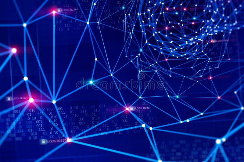 Réseau global de l'information Protection et stockage des données numériques utilisant la technologie de blockchain Intelligence images libres de droits