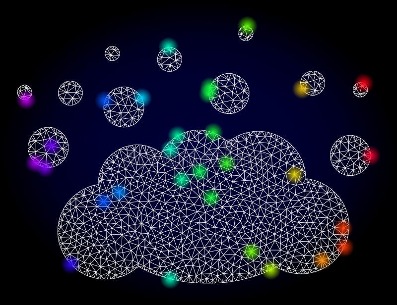 Réseau Mesh Cloud Emission de vecteur avec les taches rougeoyantes colorées par spectre illustration libre de droits Réseau Mesh Cloud Emission de vecteur avec les taches rougeoyantes colorées par spectre illustration libre de droits