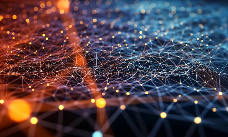 Réseau numérique futuriste avec connexions éclatantes illustration stock