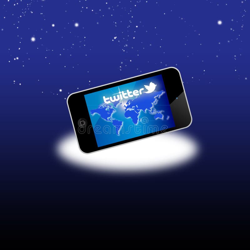 Réseau social de Twitter sur le matériel mobile illustration libre de droits Réseau social de Twitter sur le matériel mobile illustration libre de droits