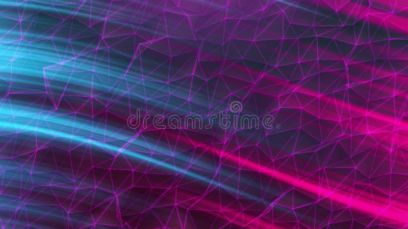 Réseau technique abstrait rose et bleu polygone avec technologie de connexion arrière-plan. ligne abstraite fond texture 3d rendu. illustration de vecteur