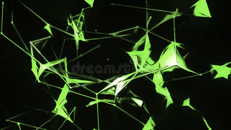 Réseau électronique de lignes triangulaires. motion. déplacement d'une web numérique dans l'espace 3d sur fond noir. quadrillage t illustration de vecteur