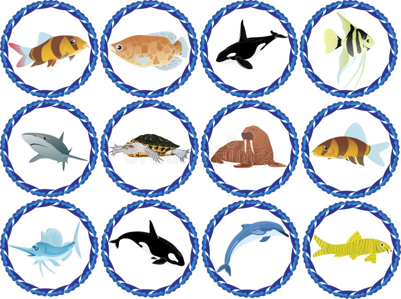 Résidants des mers et des océans illustration de vecteur Résidants des mers et des océans illustration de vecteur