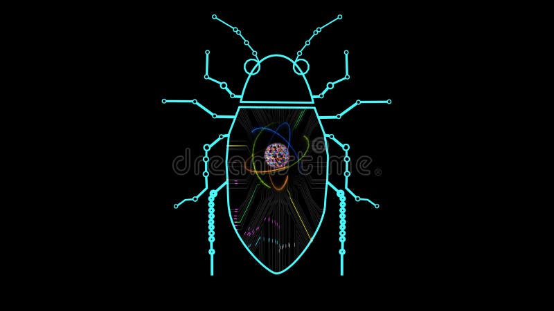 Résumé Artwork numérique d'insectes avec des motifs et des lignes colorés illustration stock