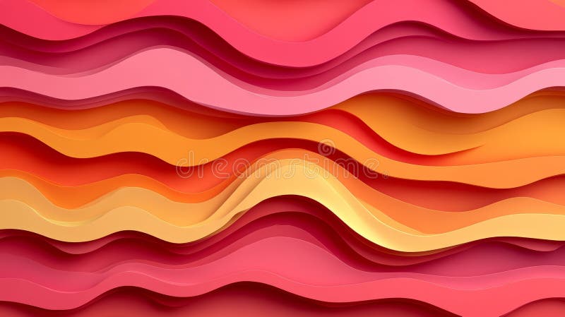 Résumé Contexte Fluide Coupe de papier Vagues de découpe dans des tons doux et corail illustration de vecteur