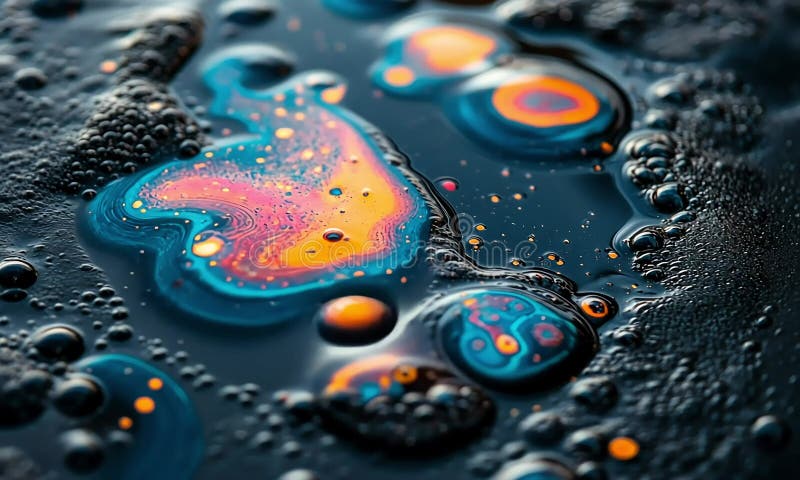 Résumé peinture liquide couleurs vives et bulles illustration de vecteur