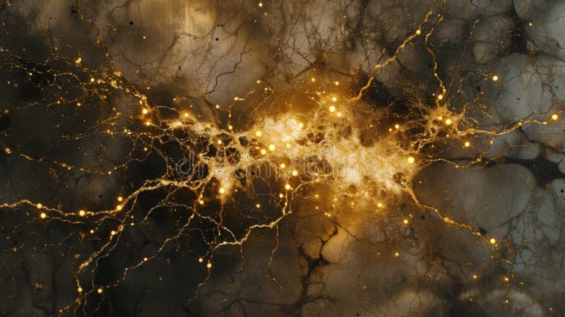 Résumé Représentation du réseau de neurones dorés photo libre de droits