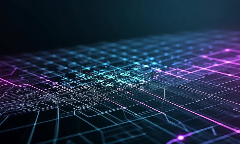 Résumé Réseau numérique futuriste Lignes et noeuds brillants illustration libre de droits