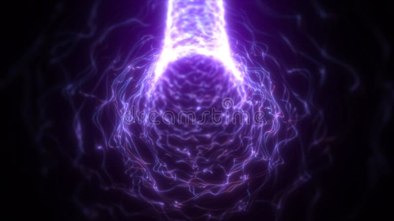 Résumé tunnel violet composé de particules de lumière numérique ondulée créant un sentiment de transfert de données de flux ou sci illustration stock