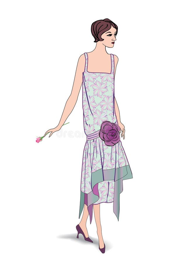 Rétro agrafe Art Girl en 1930 s FashionStyle illustration stock Rétro agrafe Art Girl en 1930 s FashionStyle illustration stock
