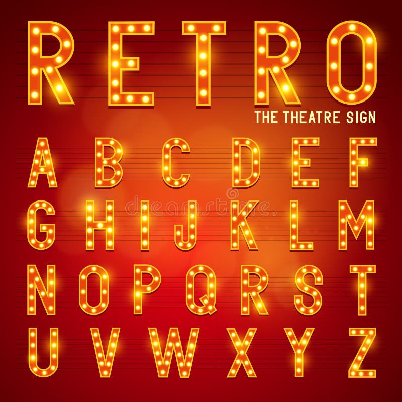 Rétro alphabet d'ampoule illustration stock Rétro alphabet d'ampoule illustration stock