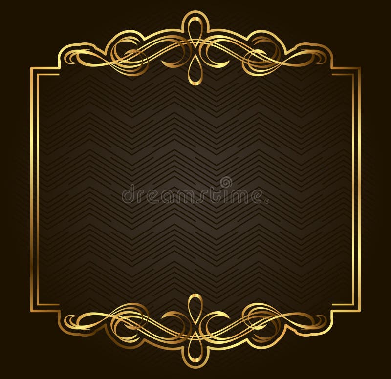 Rétro cadre calligraphique d'or de vecteur sur le fond foncé illustration libre de droits Rétro cadre calligraphique d'or de vecteur sur le fond foncé illustration libre de droits