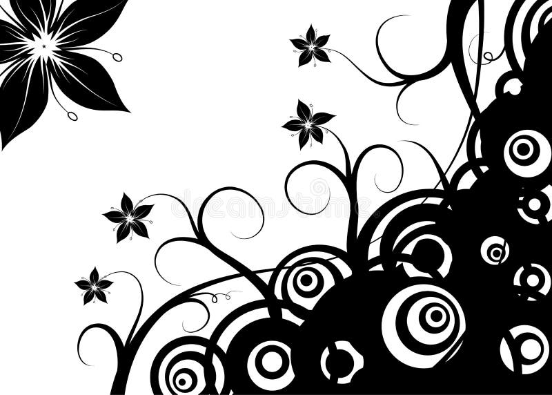 Rétro cercles et fleurs abstraits, vecteur illustration de vecteur