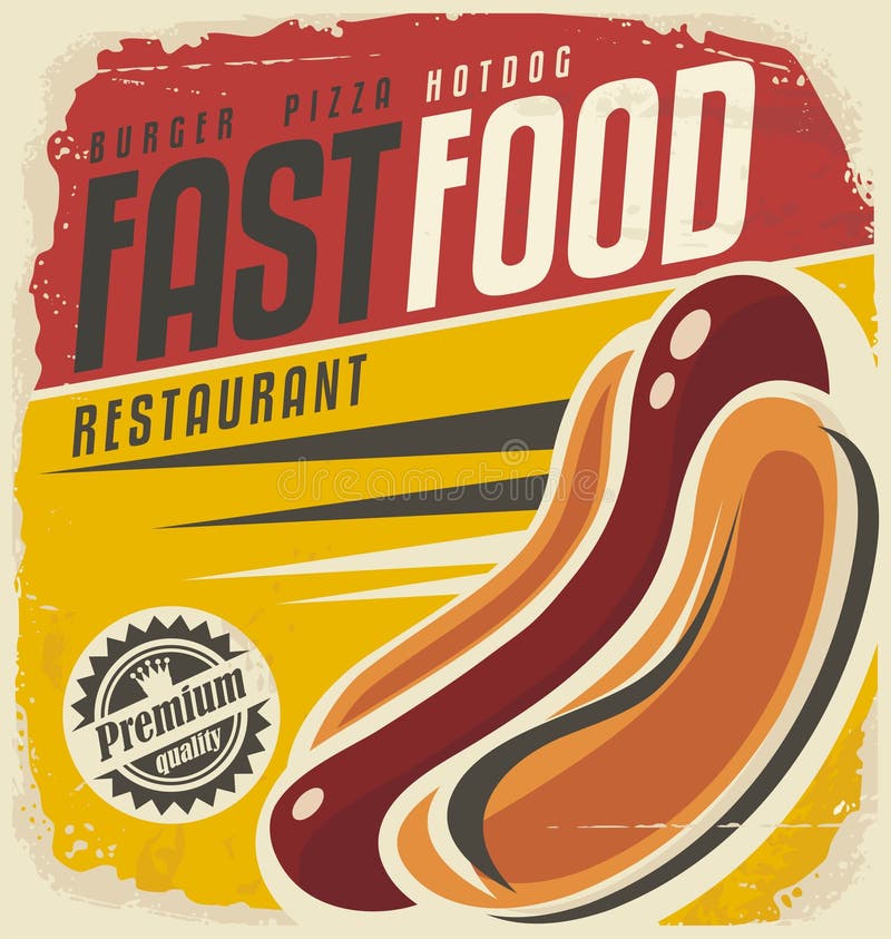 Rétro conception d'affiche de hot dog illustration libre de droits Rétro conception d'affiche de hot dog illustration libre de droits
