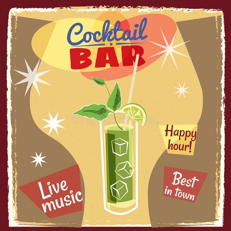 Rétro conception promotionnelle d'affiche pour une du bloody mary de cocktails de les plus populaires Nourriture et concept de bo illustration stock Rétro conception promotionnelle d'affiche pour une du bloody mary de cocktails de les plus populaires Nourriture et concept de bo illustration stock