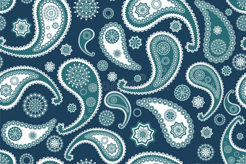 Rétro configuration bleue indienne sans joint de vecteur de Paisley illustration libre de droits Rétro configuration bleue indienne sans joint de vecteur de Paisley illustration libre de droits