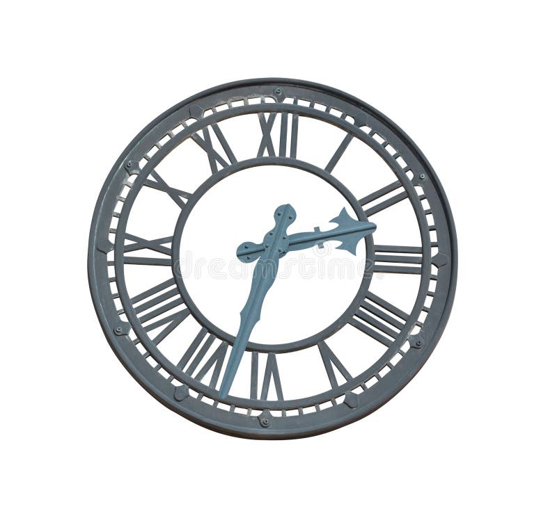 Rétro couleur de noir d'horloge murale d'isolement sur le blanc photographie stock Rétro couleur de noir d'horloge murale d'isolement sur le blanc photographie stock