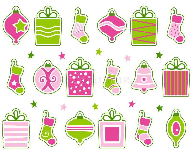 Rétro décorations de Noël réglées illustration libre de droits Rétro décorations de Noël réglées illustration libre de droits