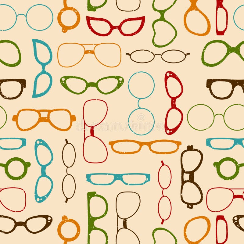 Rétro modèle sans couture de couleur avec des verres illustration de vecteur Rétro modèle sans couture de couleur avec des verres illustration de vecteur