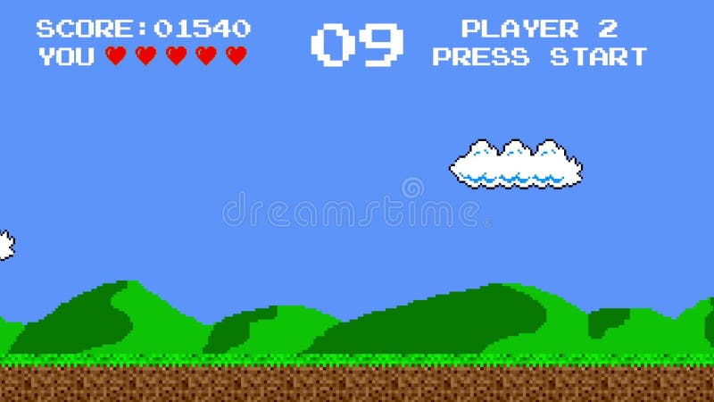 Rétro niveau de plate-forme de jeu vidéo illustration stock