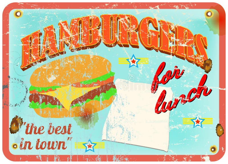 Rétro signe d'hamburger illustration libre de droits Rétro signe d'hamburger illustration libre de droits