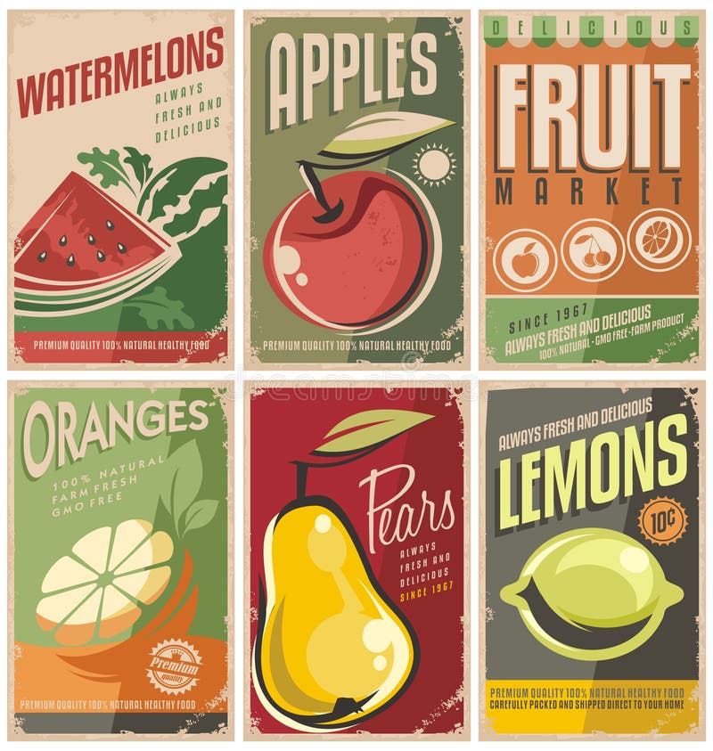 Rétros conceptions d'affiche de fruit