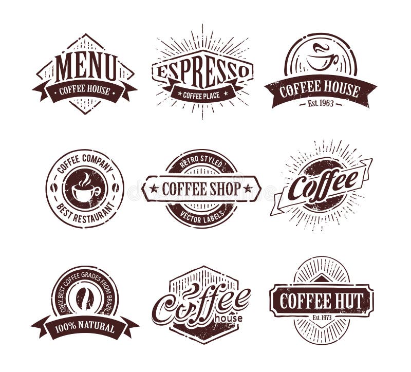 Rétros timbres de café illustration libre de droits Rétros timbres de café illustration libre de droits