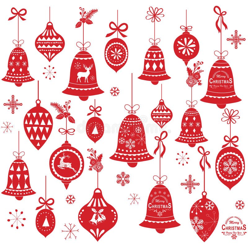 Rétros éléments de conception de Bell de Noël illustration libre de droits Rétros éléments de conception de Bell de Noël illustration libre de droits