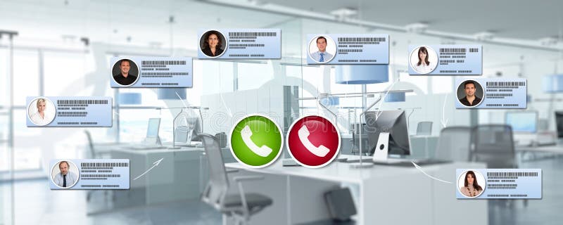 Réunion virtuelle dans des locaux modernes image stock
