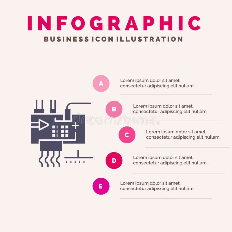 Réunissez, adaptez aux besoins du client, l'électronique, ingénierie, fond solide de présentation d'étapes d'Infographics 5 d'icô illustration libre de droits Réunissez, adaptez aux besoins du client, l'électronique, ingénierie, fond solide de présentation d'étapes d'Infographics 5 d'icô illustration libre de droits