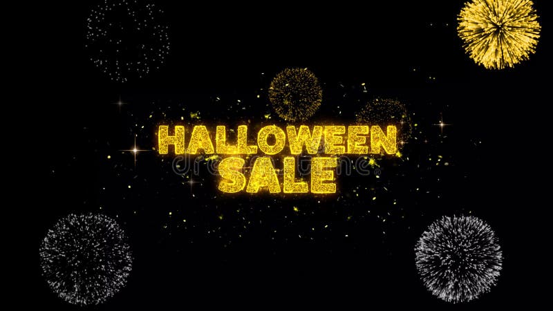 Révélation de texte d'Halloween sur le feu d'artifice de particules dorées illustration libre de droits